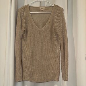 Brandy Melville V-Neck Sweater in Tan